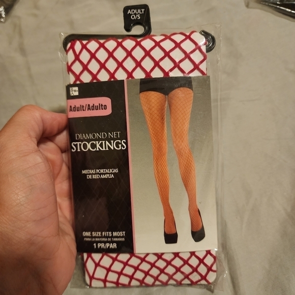 NWT Red Diamond Net Stockings One Size Fits Most Sexy Halloween Cosplay Lingerie - Picture 1 of 6
